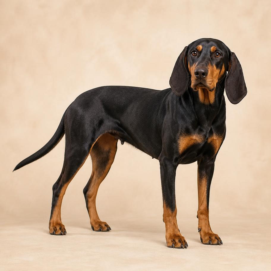 Coonhound Preto e Fogo adulto de corpo inteiro