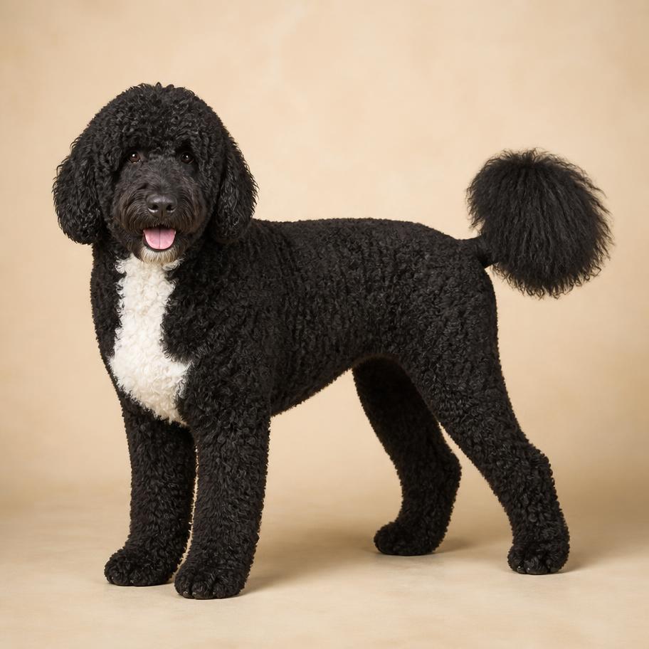 Cão de Água Português adulto de corpo inteiro